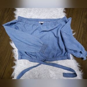 Universal Thread Cropped Textured Blue Knit Top